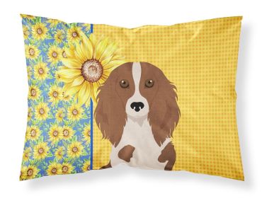 Summer Sunflowers Longhair Red Pedbald Dachshund Standard Pillowcase Lightweight Super Soft Easy Care Decorative Artwork Pillowcase, Standard