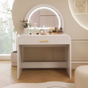 39" Makeup Vanity Table with Mirror Touch Screen Lighted Mirror, Dressing Table with Drawer for Bedroom (Color: White)
